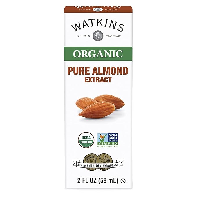 Watkins Organic Pure Almond Extract, Non-GMO, Kosher, 2 oz. Bottle, 1-Pack