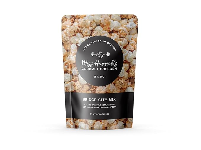 Miss Hannah's Gourmet Popcorn Bridge City Mix - Sweet Caramel, Savory Cheddar, & Classic Kettle