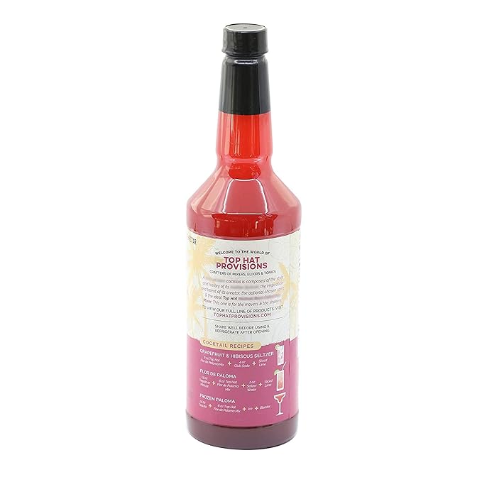Top Hat Hibiscus Paloma Mix - Craft Grapefruit Hibiscus Cocktail Mixer - Handcrafted with Organic