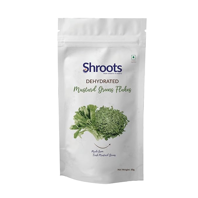 SHROOTS Dehydrated Mustard Green Leaves (Sarso) Flakes Pure Vegetarian Gluten-Free No Added Salt