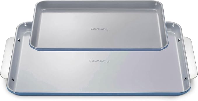 Caraway Non-Stick Ceramic Baking Sheet Duo - Naturally Slick Ceramic Coating - Non-Toxic, PTFE &
