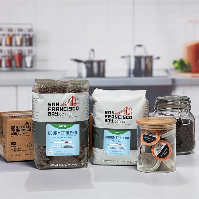 San Francisco Bay Coffee - Decaf Medium-Dark Roast Whole Bean Coffee - Decaf Gourmet Blend (2 lb