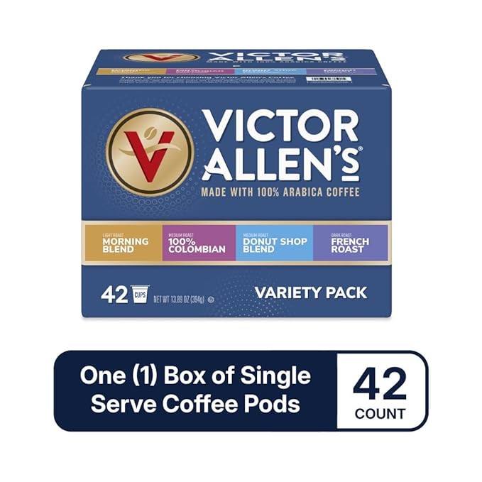 Victor Allen's Coffee Variety Pack (Morning Blend, 100% Colombian, Donut Shop Blend, French Roast)