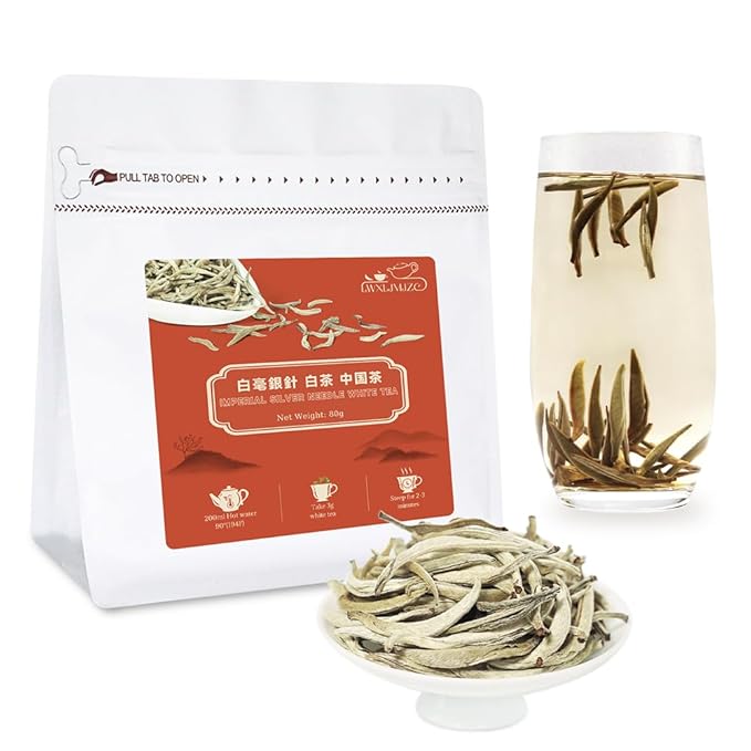LWXLJMJZC-2.8oz/80g Silver Needle White Tea | Chinese Silver Tips Loose Leaf Tea | Yunnan Yin Zhen