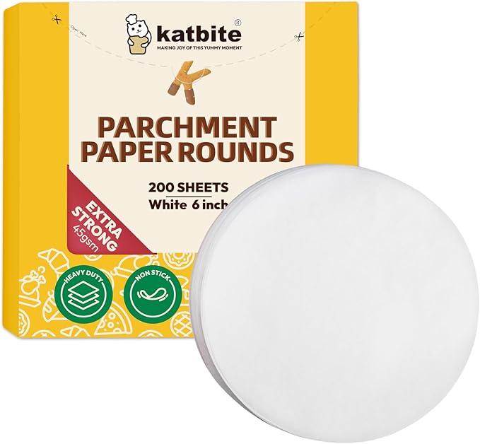 Katbite® 6 Inch 200Pcs Parchment Paper Rounds, Round Baking Sheets Paper, Uses for Cake Baking