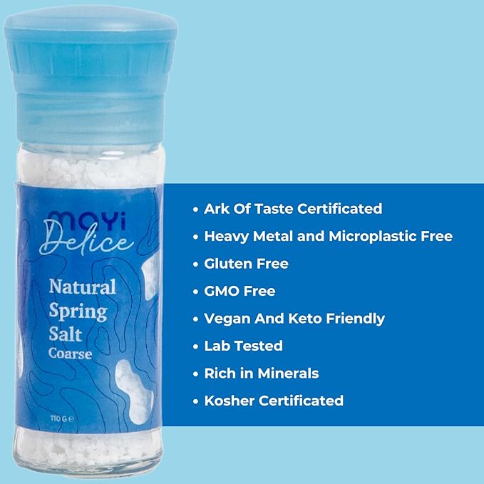 MAYİ Ancient Natural Spring Salt Coarse Grain Grinder 3.8 oz - Hand-Harvested, Kosher
