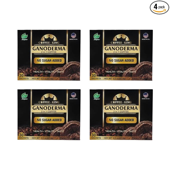 Ganoderma Reishi Coffee Mix Instant 2-in-1 Mushroom Coffee | NO SUGAR ADDED | 30 sachets (Pack of 4)