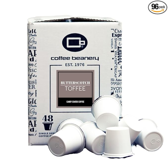 Butterscotch Toffee Coffee Pods by Coffee Beanery | 96ct Bulk Flavored Coffee Pods Medium Roast