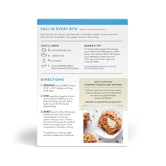 King Arthur, Gluten Free Pumpkin Bread + Muffin Mix, Gluten-Free, Non-GMO Project Verified