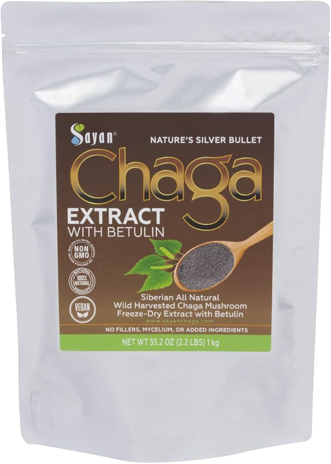 Sayan Siberian Chaga Mushroom Extract with Betulin Powder (2.2lbs)?“Organic Antioxidant Blend