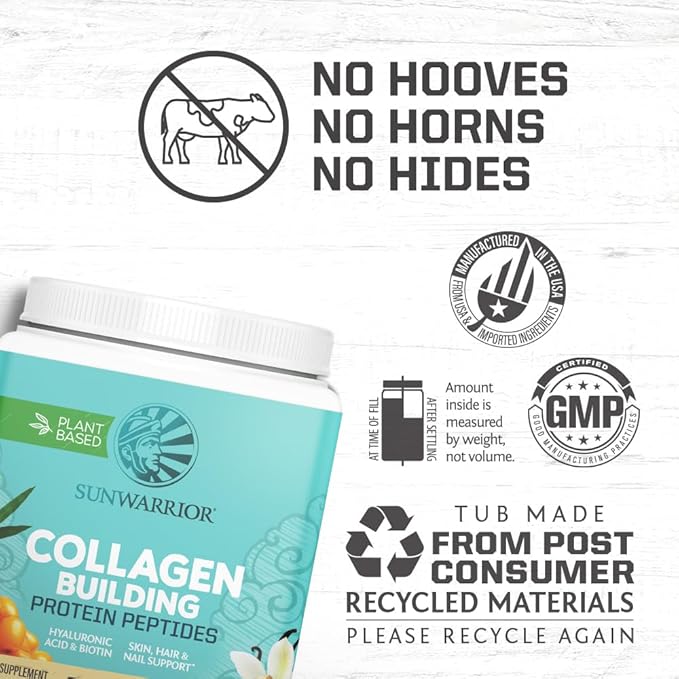 Vegan Collagen Protein Powder Plant-based | Hyaluronic Acid Minerals Biotin Soy Free Dairy Free