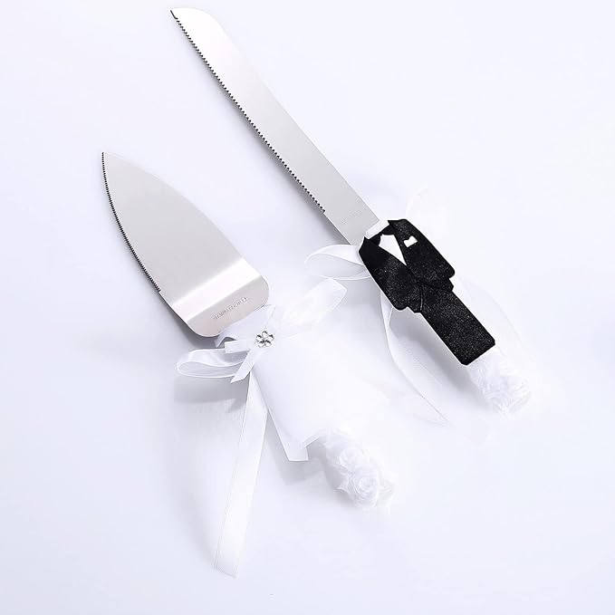 TANG SONG Rustic Wedding Cake Knife and Serving Set Bride & Groom Feature Wedding Cake Knife &