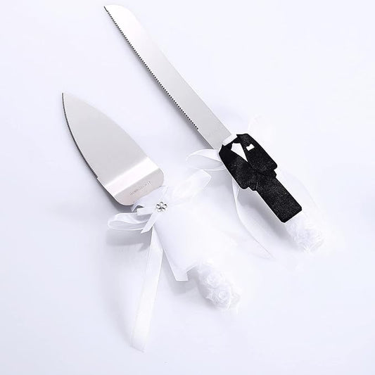 TANG SONG Rustic Wedding Cake Knife and Serving Set Bride & Groom Feature Wedding Cake Knife &