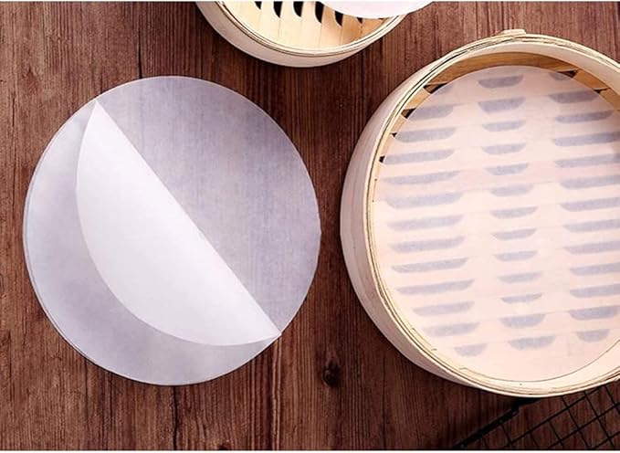 150pcs Air Fryer Liners, 9 inches Bamboo Steamer Liners, Premium Perforated Parchment Steaming