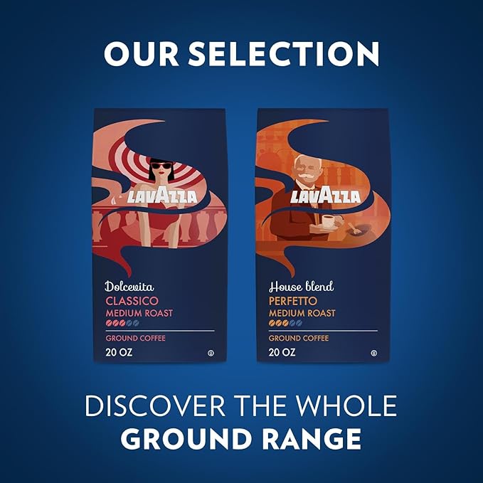 Lavazza House Blend Perfetto Ground Coffee 6 Bags of 20oz, Medium Roast, Full-bodied, Intensity