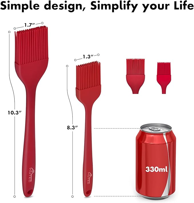 HOTEC Basting Brushes Silicone Heat Resistant Pastry Brushes Spread Oil Butter Sauce Marinades for