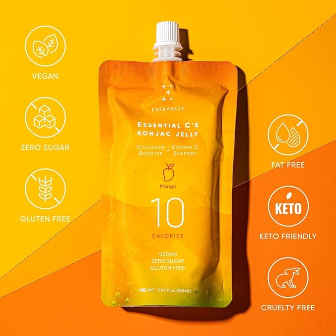 EVERYDAZE Essential C?셲 Konjac Jelly | Mango | Vegan Collagen Peptides and Vitamin C | Gluten Free