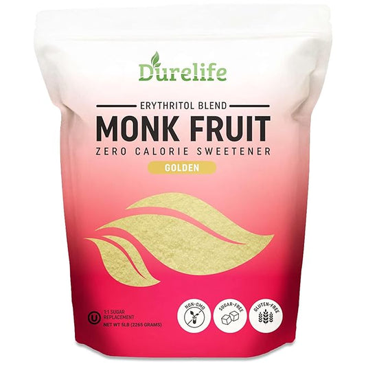 Durelife Golden Monk Fruit Sweetener, 1:1 Sugar Replacement, Keto Diet Friendly, Zero Calorie