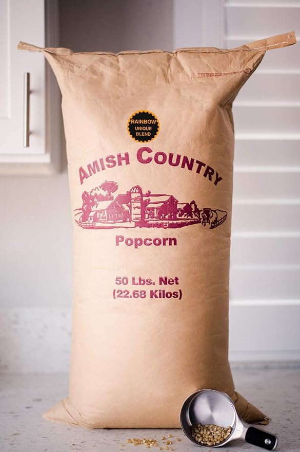 Amish Country Popcorn | 50 lb Bag | Rainbow Popcorn Kernels | Old Fashioned, Non-GMO and Gluten