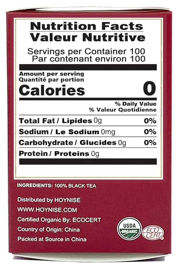 HOYNISE - USDA Organic Black Tea Loose Leaf - Yunnan Dianhong Black Tea - Organic Breakfast Tea
