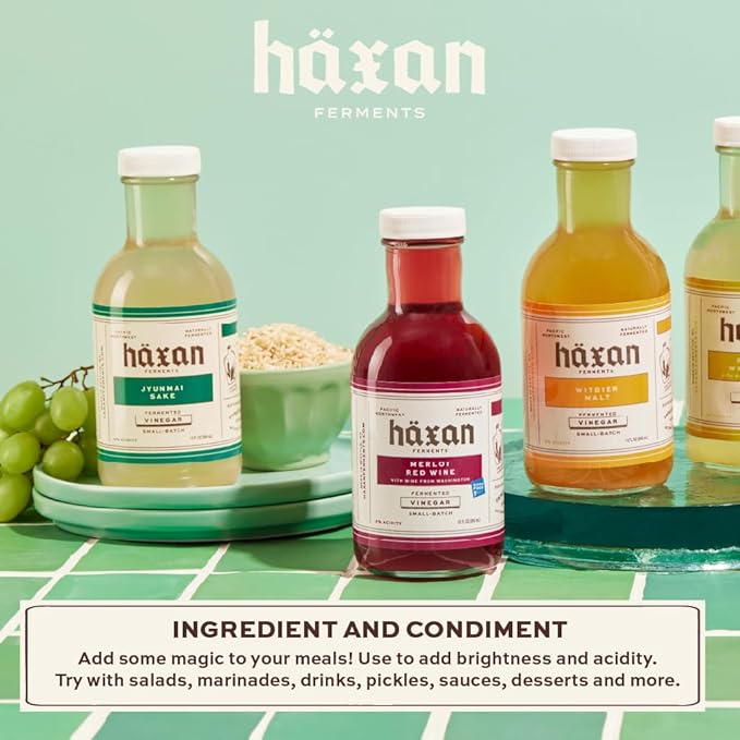 Haxan Ferments Basil Vinegar - Made with Fresh Italian Basil from Hima Farms | Herby, Aromatic &
