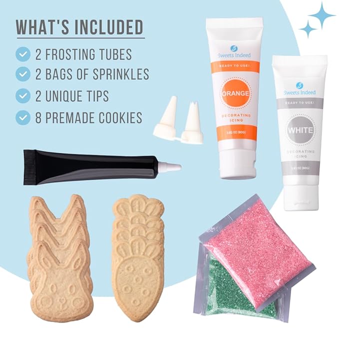 Sweets Indeed Holiday Cookie Decorating Kit plus Sprinkles Frosting Tubes nozzles 14.17 ounces