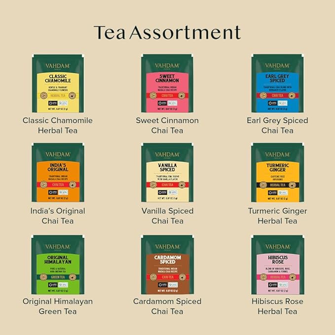 VAHDAM, Limited Edition - Happy Diwali Gift Basket | 9 Delicious Variety Pyramid Tea Bags | Perfect