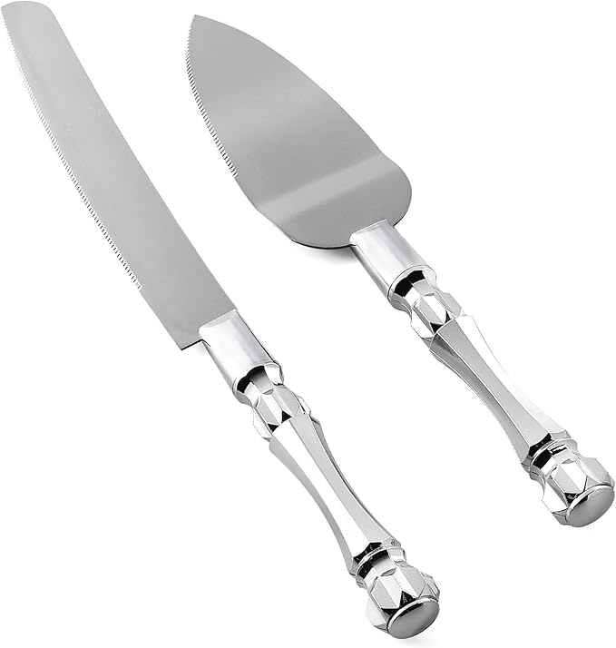 Cake Knife and Server Set, Cake Cutter and Pie Spatula, Cake Server and Knife Set with Acrylic