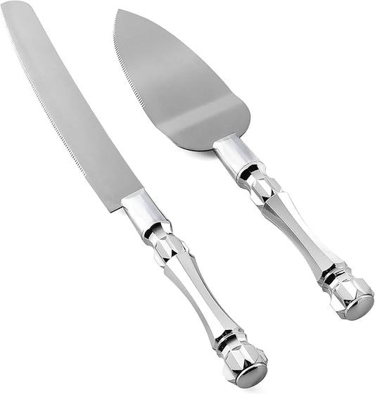 Cake Knife and Server Set, Cake Cutter and Pie Spatula, Cake Server and Knife Set with Acrylic