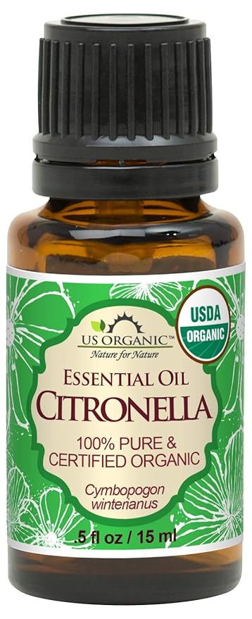 US Organic Citronella Essential Oil, USDA Certified, 100% Pure, 15 ml, Improved caps and droppers