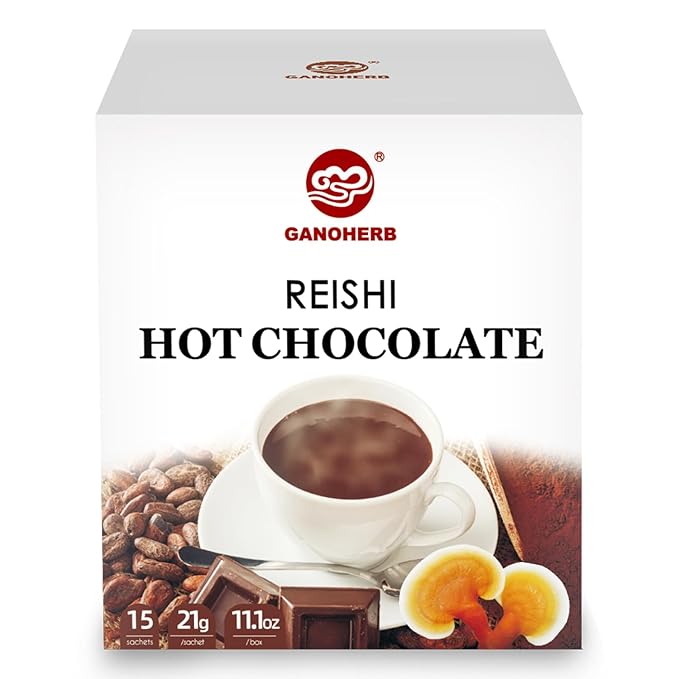 Mushroom Hot Chocolate Mix with Reishi, Mushroom Coffee Alternative Hot Cacao Powder for Energy