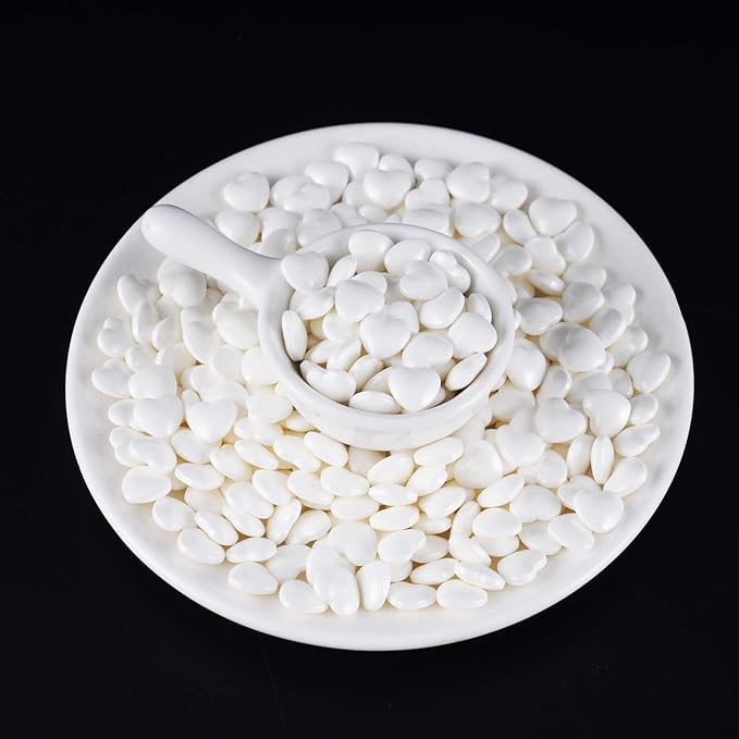 Kasvan White Heart Shapes Sprinkles - Edible Candy Pearls 130g/4.58 Oz, Mix Size, Baking Cake