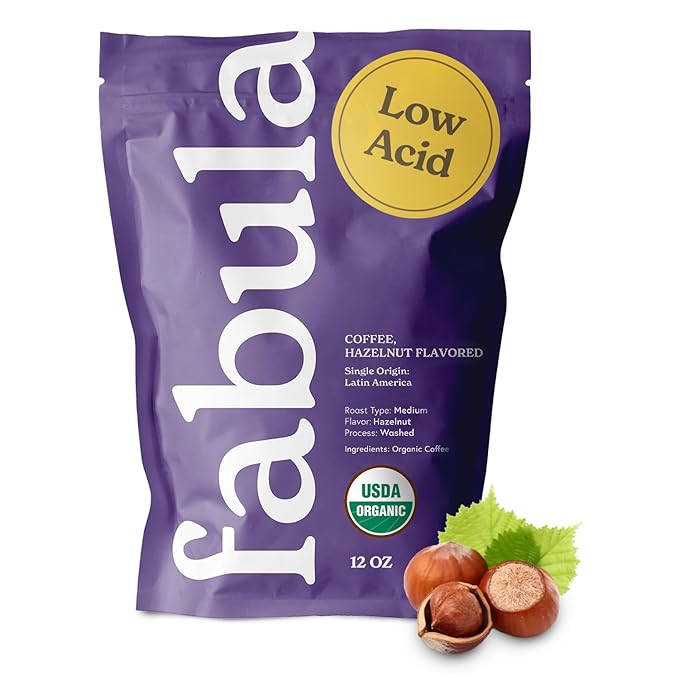 Fabula Hazelnut Flavored Organic Coffee Freshly Ground - Low Acid - Single Origin - Non-GMO - Mold
