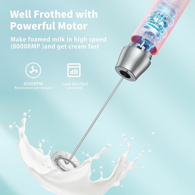 Maestri House Rechargeable Milk Frother with Stand, LunaFro Handheld Electric Foam Maker Waterproof