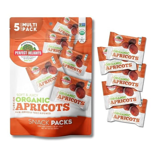 Perfect Delights Organic Snack Pack Apricot, Sun-Dried Turkish Apricots, On-the-Go Vegan, Healthy