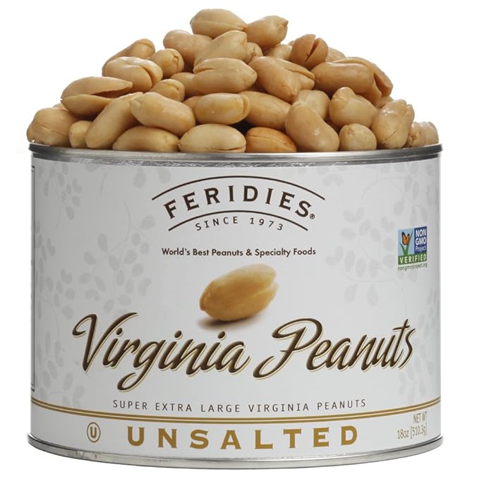 FERIDIES Unsalted Virginia Peanuts, Non-Gmo Project Verified, Kosher Certified 18oz (Pack of 1) XL