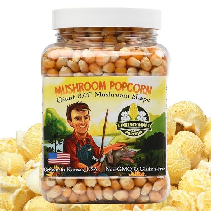Princeton Popcorn Mushroom Popcorn Kernels - Farmer Direct, Non-GMO, Gluten Free, Un-Popped, Ball