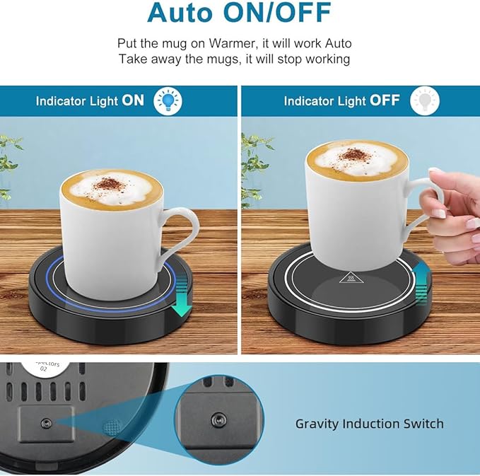 Coffee Mug Warmer, Electric Beverage Warmers for Office Home Desk Use, Smart Cup Warmer Thermostat