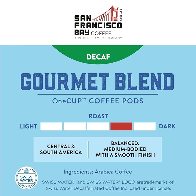San Francisco Bay Coffee - Decaf Medium-Dark Roast - Decaf Gourmet Blend (80 ct) - Single Serve