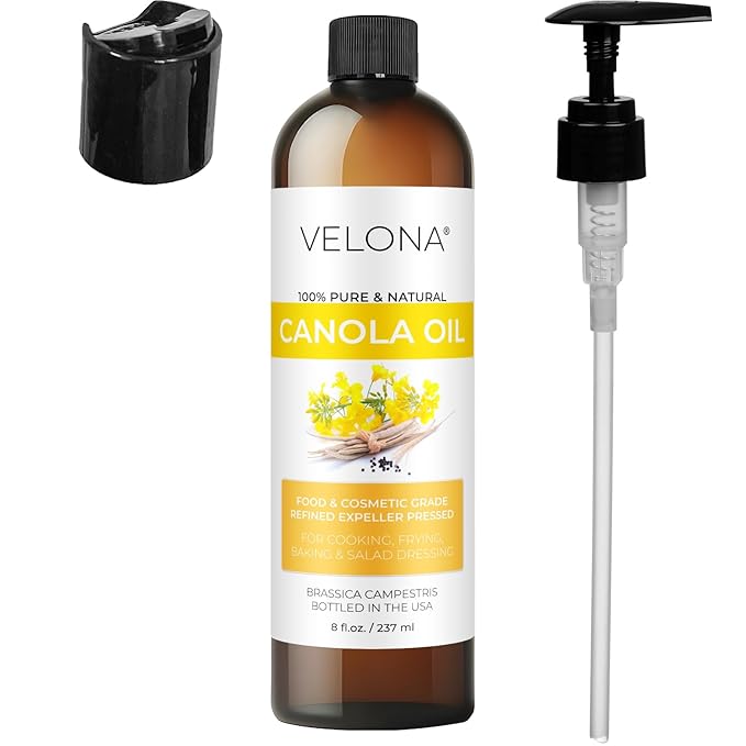 velona Canola Seed Oil 8 fl oz | 100% Pure and Natural Carrier Oil | Refined, Expeller pressed |