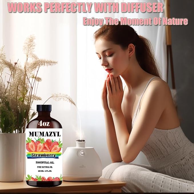 Strawberry Essential Oil, Strawberry Oil 4 Fl Oz 120ML for Diffuser Humidifier Yoga Cleaning DIY