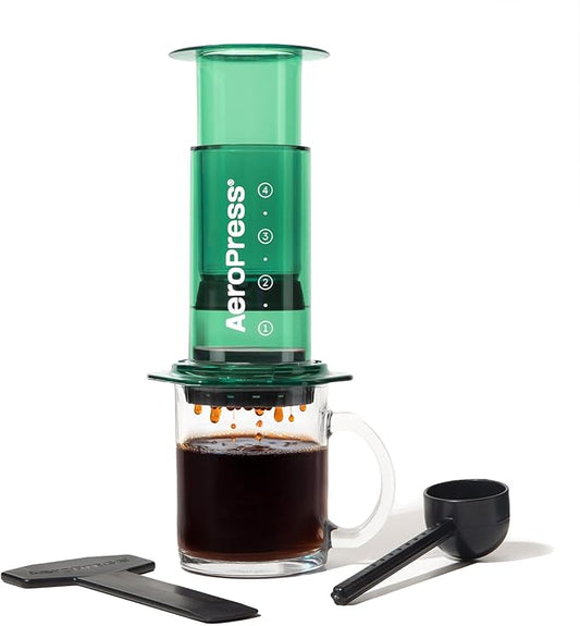 AeroPress Clear Green Coffee Press – 3 In 1 Brew Method Combines French Press, Espresso-style, Full