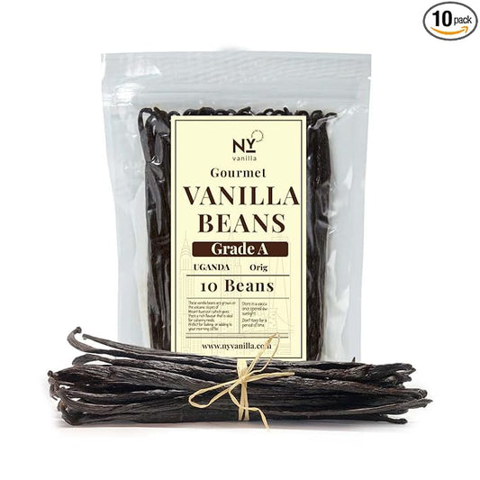 10 Whole Vanilla Beans Grade A+, Premium Bulk Vanilla Bean Pods For Making VanillaExtract and