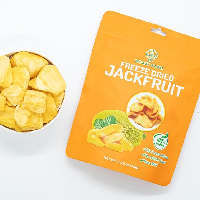 NOKKI FARM Freeze Dried Jackfruit - Healthy & Exotic Tropical Superfood Snacks, No Added Sugar or