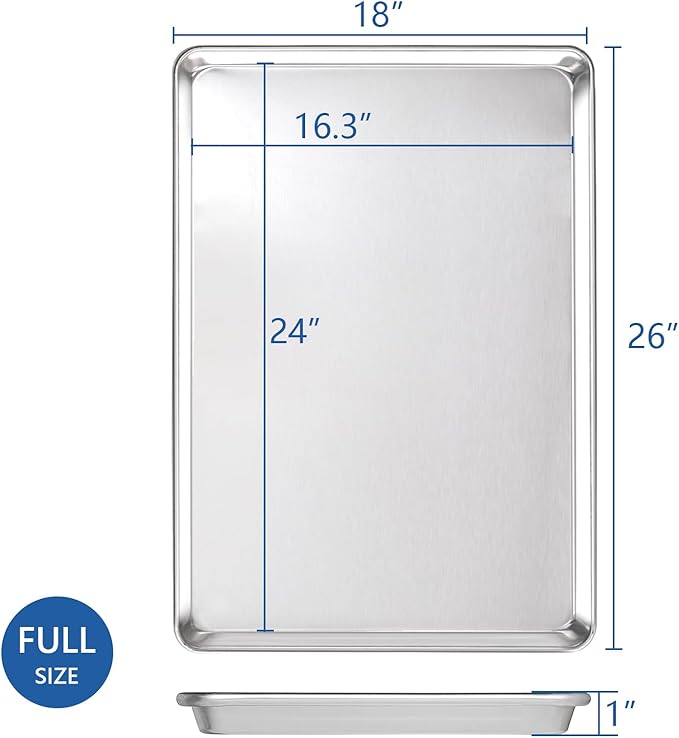 HARDURA Aluminum Baking Sheet Pan 18”L X 26”W X 1”H Cookie Sheet, 12Packs, For Oven in Bakery &