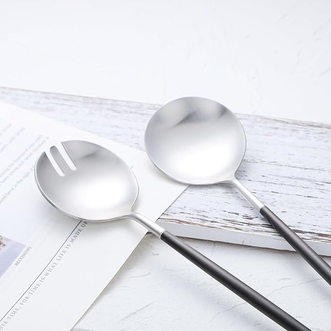 Salad Servers,Spoon and Fork Set 11.41 inch,18/10 Stainless Steel Salad Serving Titanium Plating