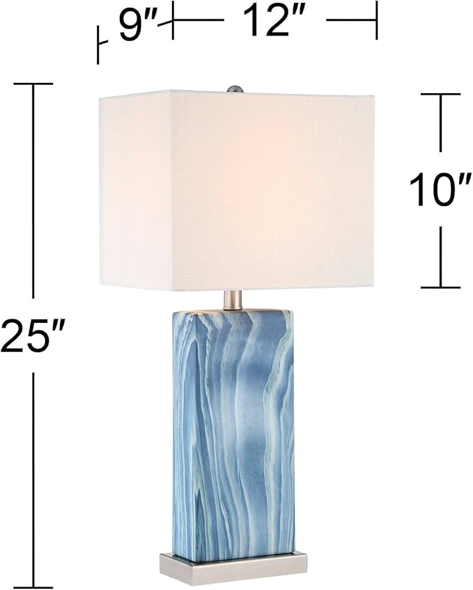 360 Lighting Connie Modern Table Lamps 25" Tall Set of 2 with USB Charging Ports Dimmers Blue Faux