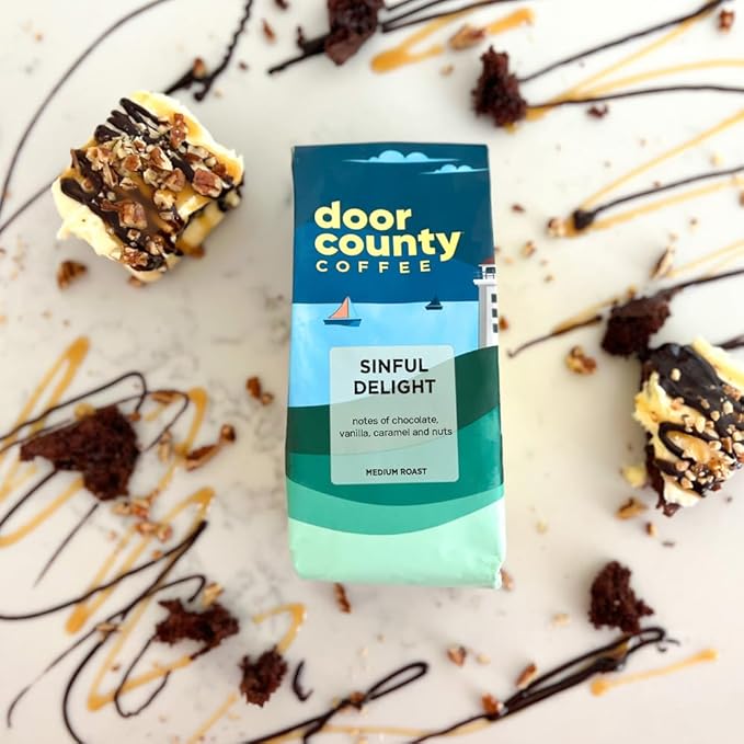 Door County Coffee - Sinful Delight DECAF, Chocolate, Vanilla, Caramel and Hazelnut Flavored Ground