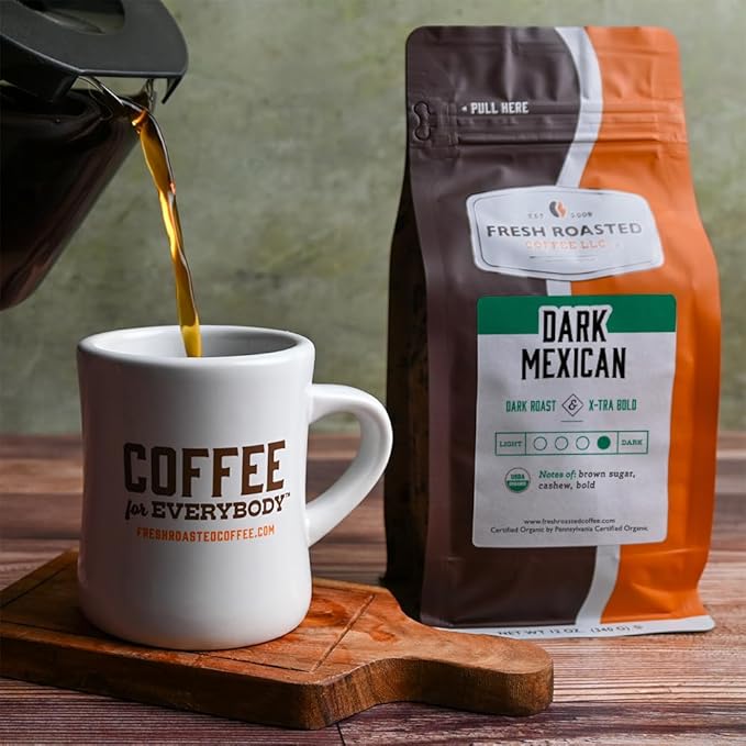 Fresh Roasted Coffee, Organic Dark Mexican, Dark Roast, Mold & Mycotoxin Tested, Kosher, 12 oz