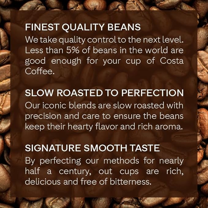 Costa Coffee Whole Bean Coffee, Signature Blend Medium Roast, 12oz each, Rainforest Alliance